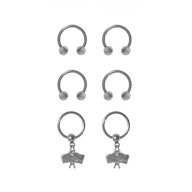 Multi-Pack CZ Racing Flag Horseshoe Septum Rings 6 Pack - 14 Gauge at Spencer's