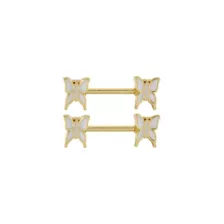 Pearl Effect Goldtone Nipple Barbells - 14 Gauge at Spencer's