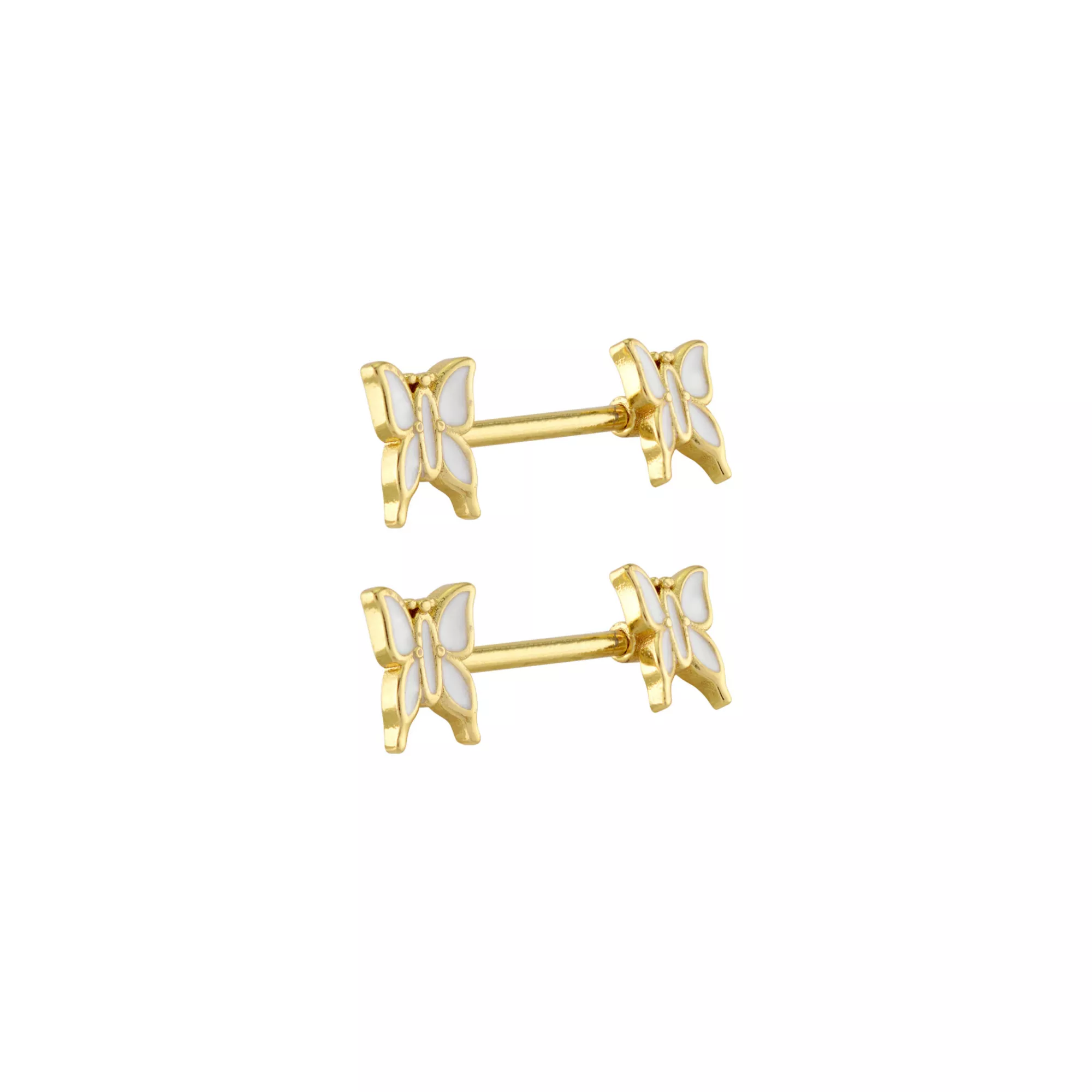 Pearl Effect Goldtone Nipple Barbells - 14 Gauge at Spencer's