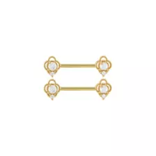 Goldtone CZ Flower Nipple Barbells - 16 Gauge at Spencer's