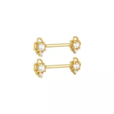 Goldtone CZ Flower Nipple Barbells - 16 Gauge at Spencer's