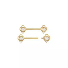 Goldtone CZ Flower Nipple Barbells - 16 Gauge at Spencer's
