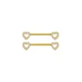 Goldtone CZ Heart Nipple Barbells - 14 Gauge at Spencer's