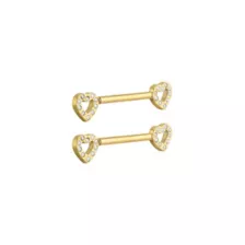 Goldtone CZ Heart Nipple Barbells - 14 Gauge at Spencer's