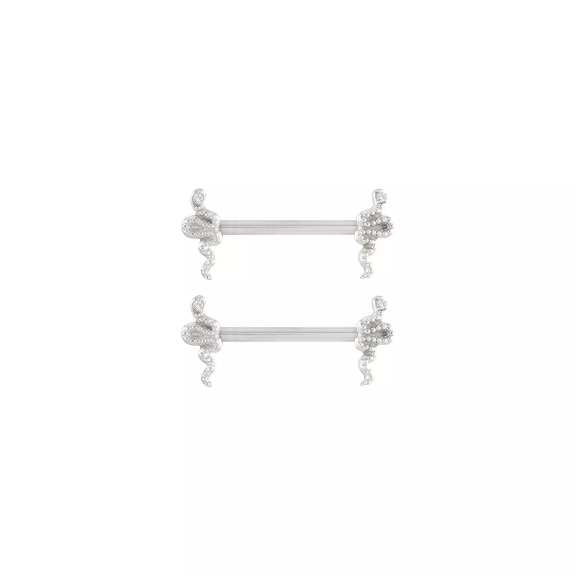 CZ Titanium Snake Nipple Barbells - 14 Gauge at Spencer's