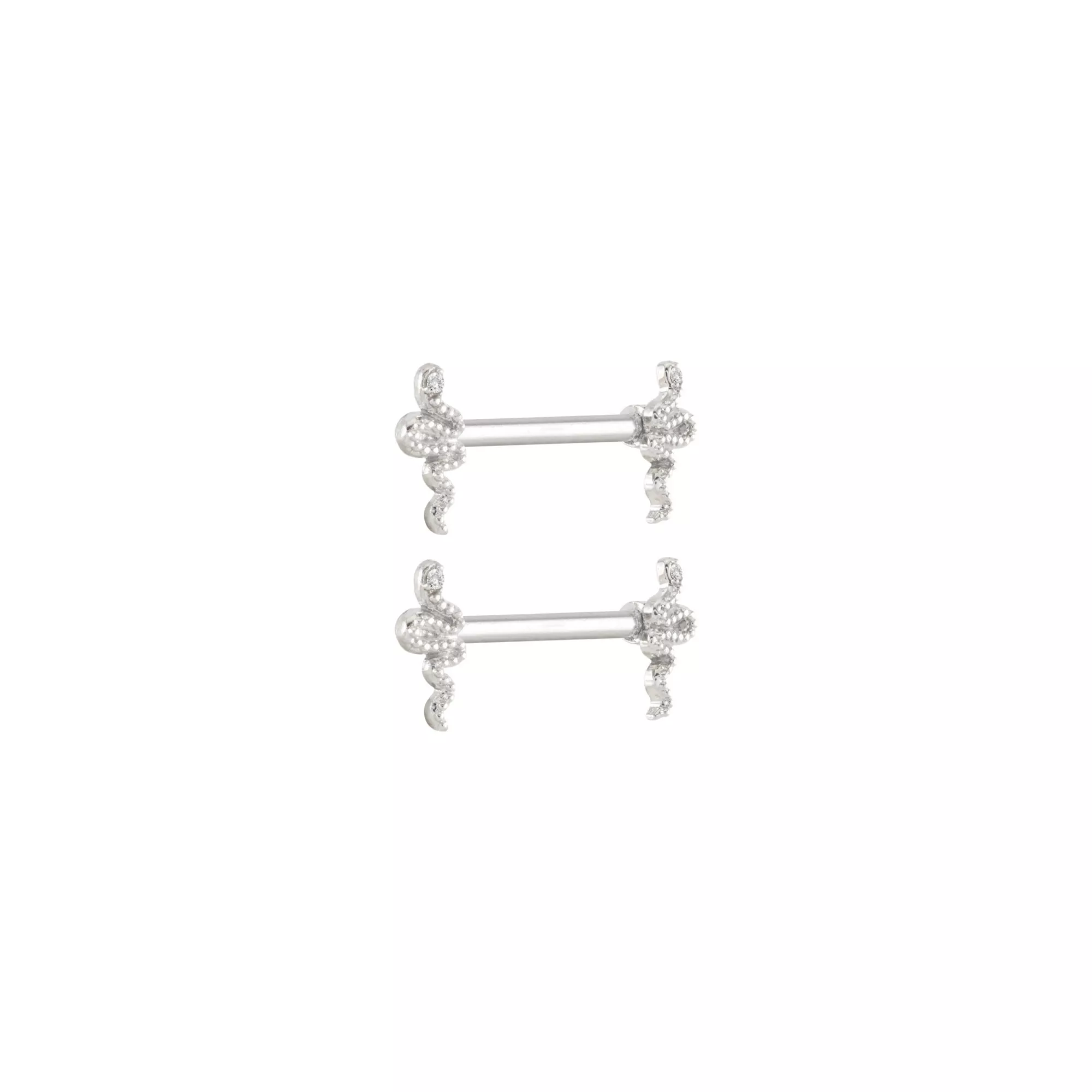 CZ Titanium Snake Nipple Barbells - 14 Gauge at Spencer's