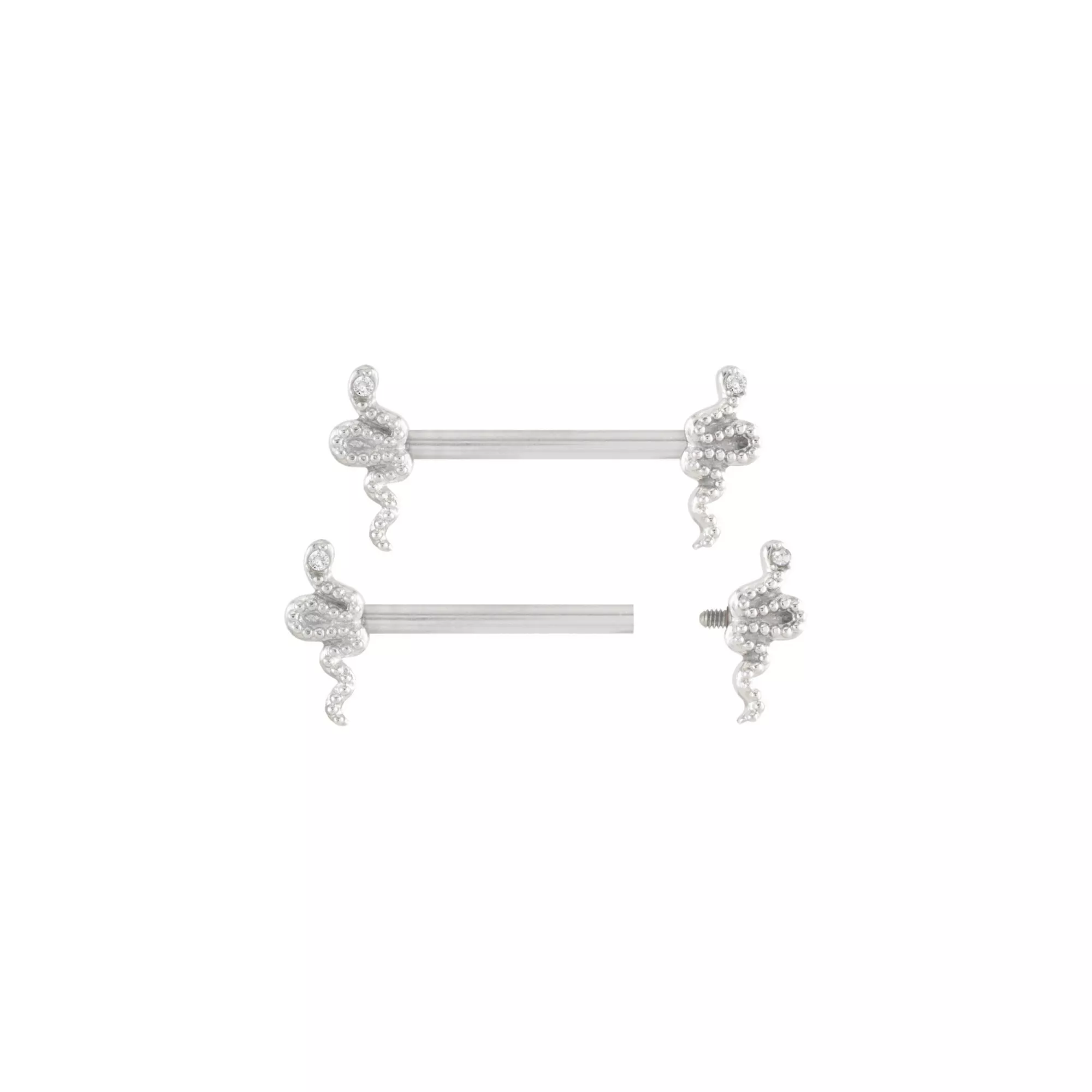 CZ Titanium Snake Nipple Barbells - 14 Gauge at Spencer's