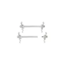 CZ Titanium Snake Nipple Barbells - 14 Gauge at Spencer's