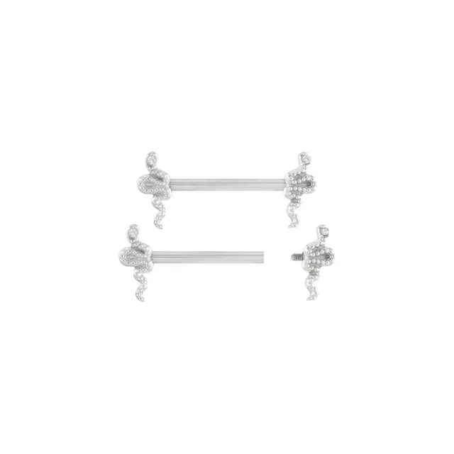 CZ Titanium Snake Nipple Barbells - 14 Gauge at Spencer's