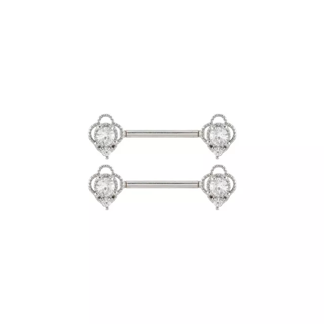 CZ Titanium Flower Nipple Barbell - 14 Gauge at Spencer's