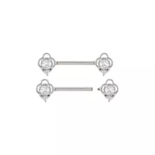 CZ Titanium Flower Nipple Barbell - 14 Gauge at Spencer's