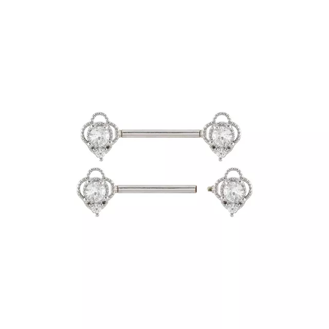 CZ Titanium Flower Nipple Barbell - 14 Gauge at Spencer's