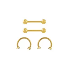 Multi-Pack Prong CZ Goldtone Nipple Rings 2 Pair - 14 Gauge at Spencer's