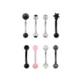 Mutli-Pack CZ Star Silvertone Black and Pink Curved Barbells 8 Pack - 16 Gauge at Spencer's