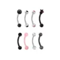 Mutli-Pack CZ Star Silvertone Black and Pink Curved Barbells 8 Pack - 16 Gauge at Spencer's