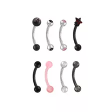 Mutli-Pack CZ Star Silvertone Black and Pink Curved Barbells 8 Pack - 16 Gauge at Spencer's