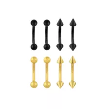 Multi-Pack Black and Goldtone Curved Barbells 8 Pack - 16 Gauge at Spencer's