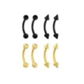 Multi-Pack Black and Goldtone Curved Barbells 8 Pack - 16 Gauge at Spencer's