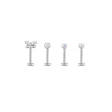Multi-Pack Silvertone CZ Butterfly Labrets 4 Pack - 16 Gauge at Spencer's