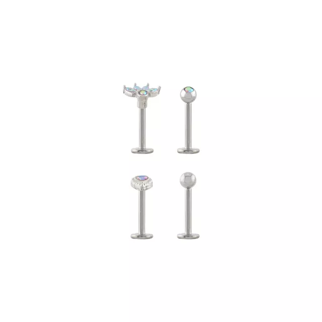 CZ Titanium Teardrop Labret Lip Rings 4 Pack - 16 Gauge at Spencer's