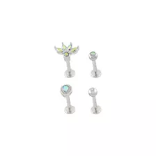 CZ Titanium Teardrop Labret Lip Rings 4 Pack - 16 Gauge at Spencer's