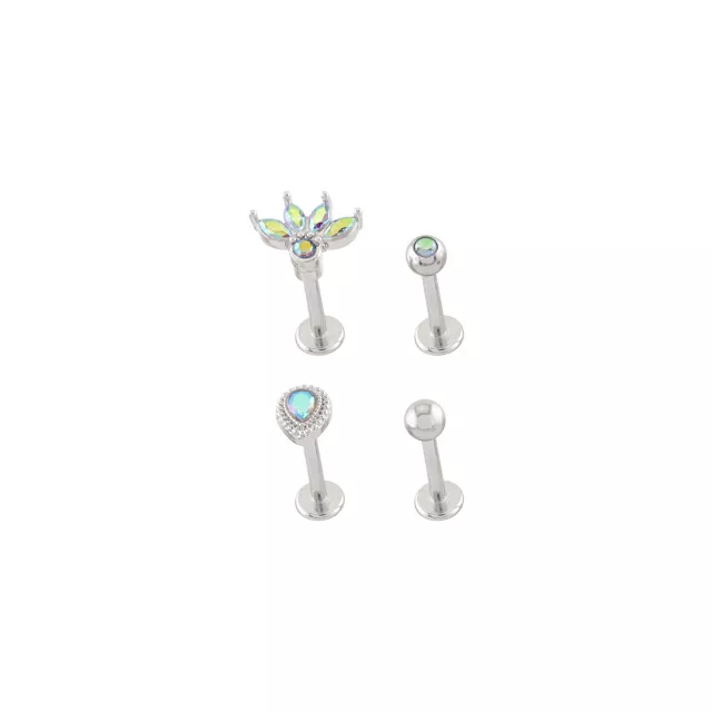 CZ Titanium Teardrop Labret Lip Rings 4 Pack - 16 Gauge at Spencer's