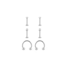 Multi-Pack CZ Titanium Labret and Horseshoe Rings 6 Pack - 16 Gauge at Spencer's