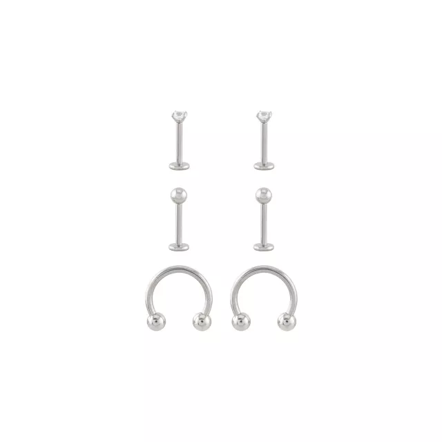 Multi-Pack CZ Titanium Labret and Horseshoe Rings 6 Pack - 16 Gauge at Spencer's