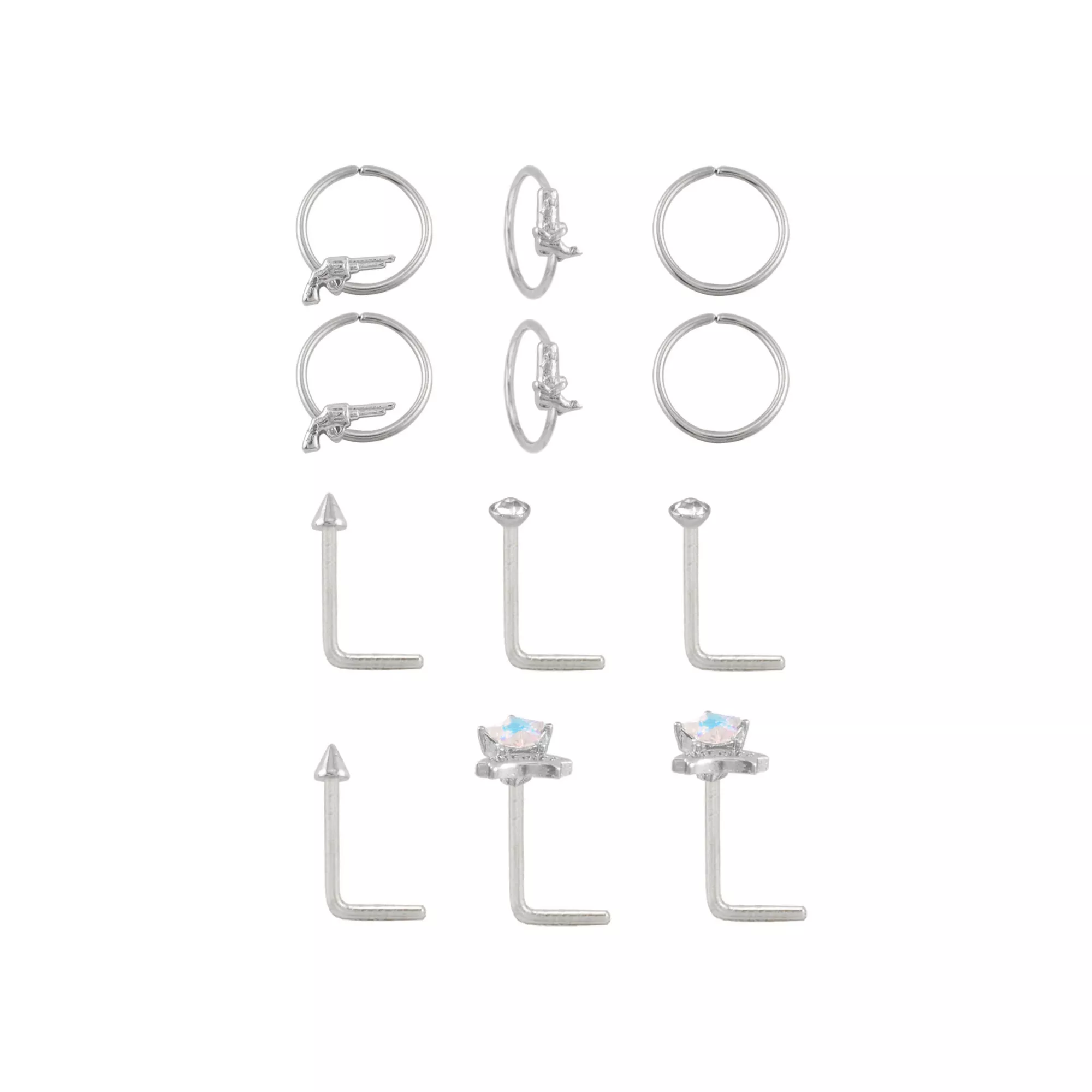 Multi-Pack Titanium Western Hoops and L-Bend Pins 12 Pack - 20 Gauge at Spencer's