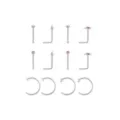 Multi-Pack Titanium Pink CZ Nose Pins and Hoops 12 Pack - 22 Gauge at Spencer's