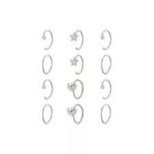 Multi-Pack CZ Celestial Hoop and Half Hoop Nose Rings 12 Pack - 20 Gauge at Spencer's