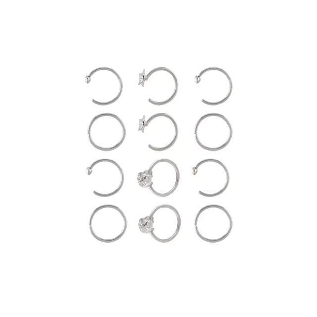 Multi-Pack CZ Celestial Hoop and Half Hoop Nose Rings 12 Pack - 20 Gauge at Spencer's