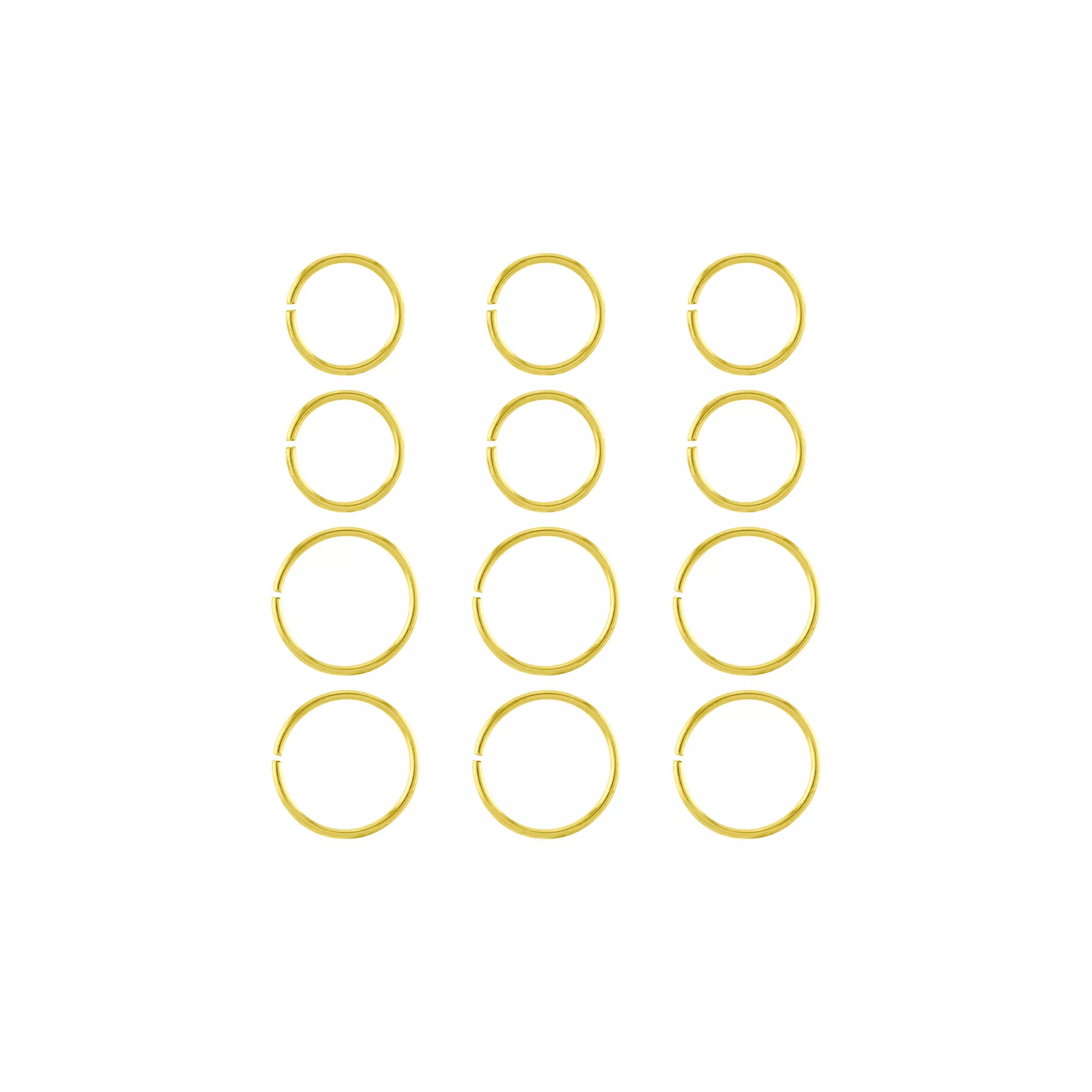 Multi-Pack Goldtone Seamless Hoop Nose Rings 12 Pack - 20 Gauge