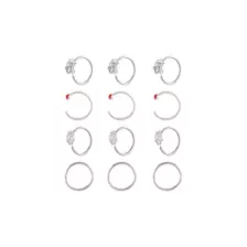 Multi-Pack Red CZ Spider Hoops and Half Hoop Nose Rings 12 Pack - 20 Gauge at Spencer's