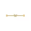 CZ Gold Plated Butterfly Industrial Barbell - 14 Gauge at Spencer's