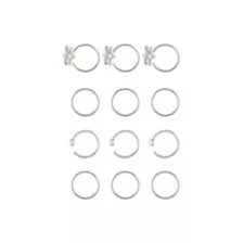 Multi-Pack Round CZ Flower Hoop and Half Hoop Nose Rings 12 Pack - 20 Gauge at Spencer's