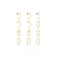 Multi-Pack Pink CZ Titanium Goldtoned Butterfly Nose Hoop Rings 12 Pack - 20 Gauge at Spencer's