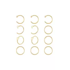 Multi-Pack Pink CZ Titanium Goldtoned Butterfly Nose Hoop Rings 12 Pack - 20 Gauge at Spencer's