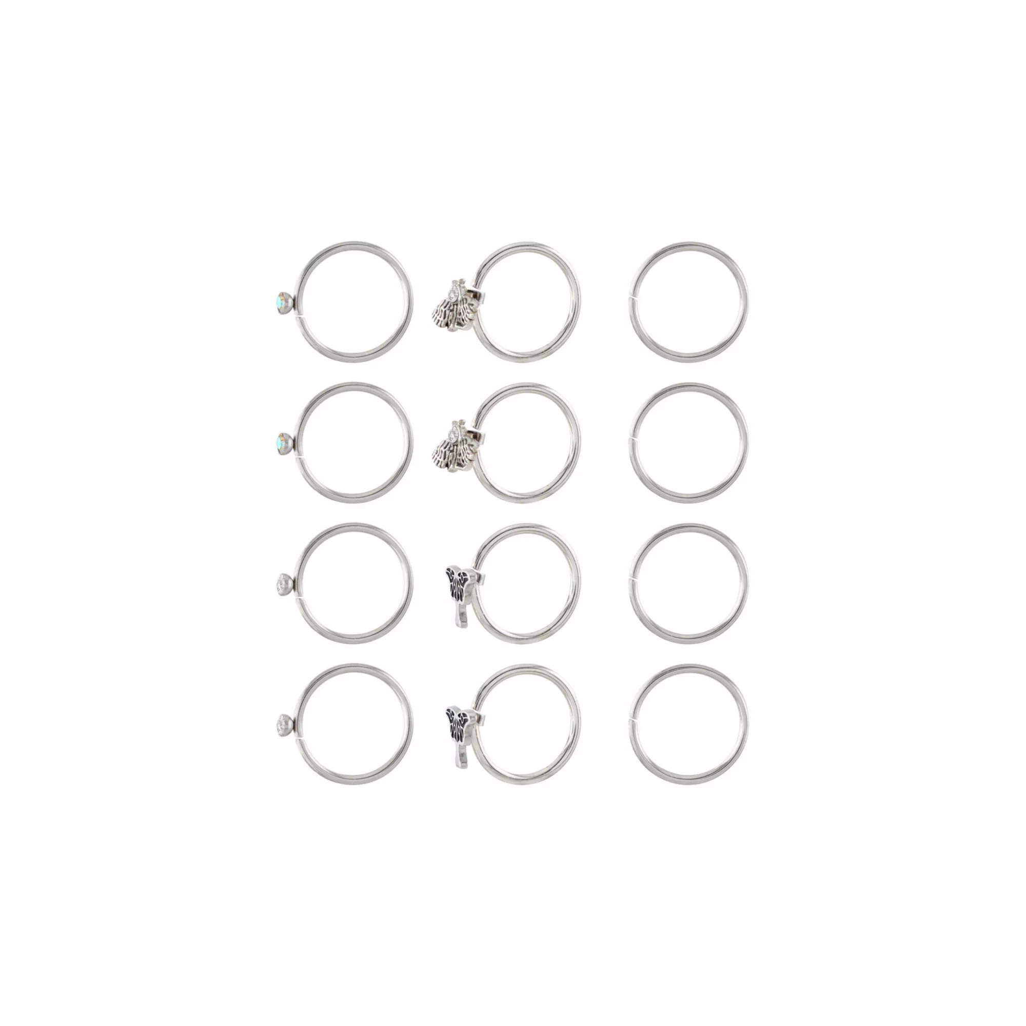 Multi-Pack CZ Moth Charm Hoop Nose Rings 12 Pack - 20 Gauge at Spencer's
