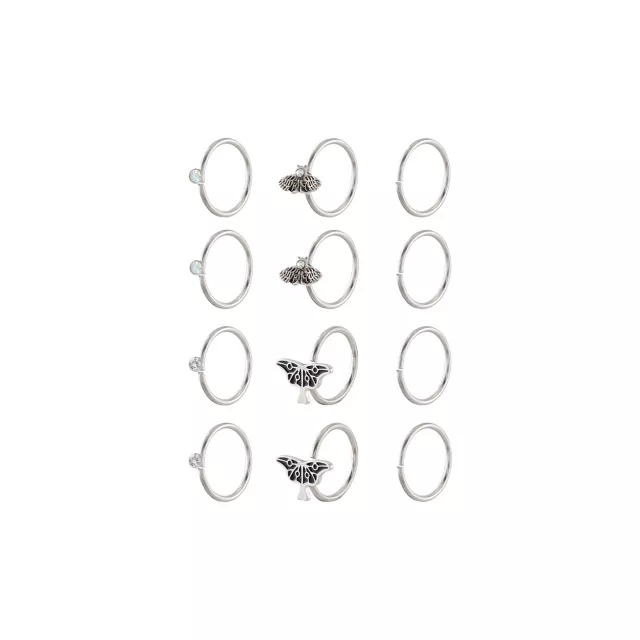 Multi-Pack CZ Moth Charm Hoop Nose Rings 12 Pack - 20 Gauge at Spencer's