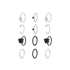 Multi-Pack CZ Butterfly and Mushroom Half Hoop Nose Rings 12 Pack - 20 Gauge at Spencer's