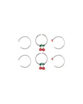 Multi-Pack CZ Titanium Cherry Nose Hoop Rings 6 Pack - 22 Gauge
