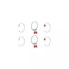 Multi-Pack CZ Titanium Cherry Nose Hoop Rings 6 Pack - 22 Gauge at Spencer's