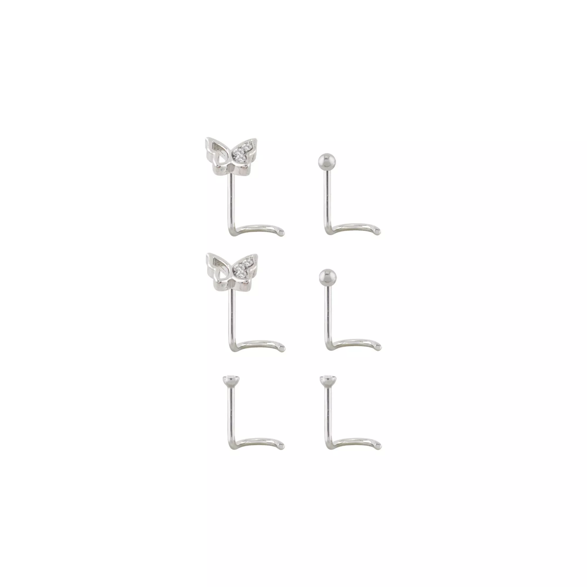 Multi-Pack CZ Titanium Butterfly Nose Screws 6 Pack - 20 Gauge