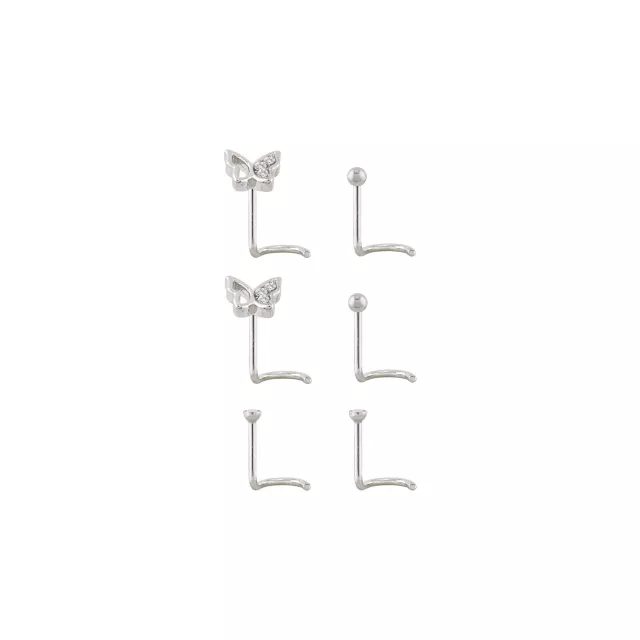 Multi-Pack CZ Titanium Butterfly Nose Screws 6 Pack - 20 Gauge