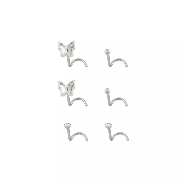 Multi-Pack CZ Titanium Butterfly Nose Screws 6 Pack - 20 Gauge