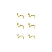 Multi-Pack CZ Titanium Goldtone Nose Screws 6 Pack - 20 Gauge at Spencer's