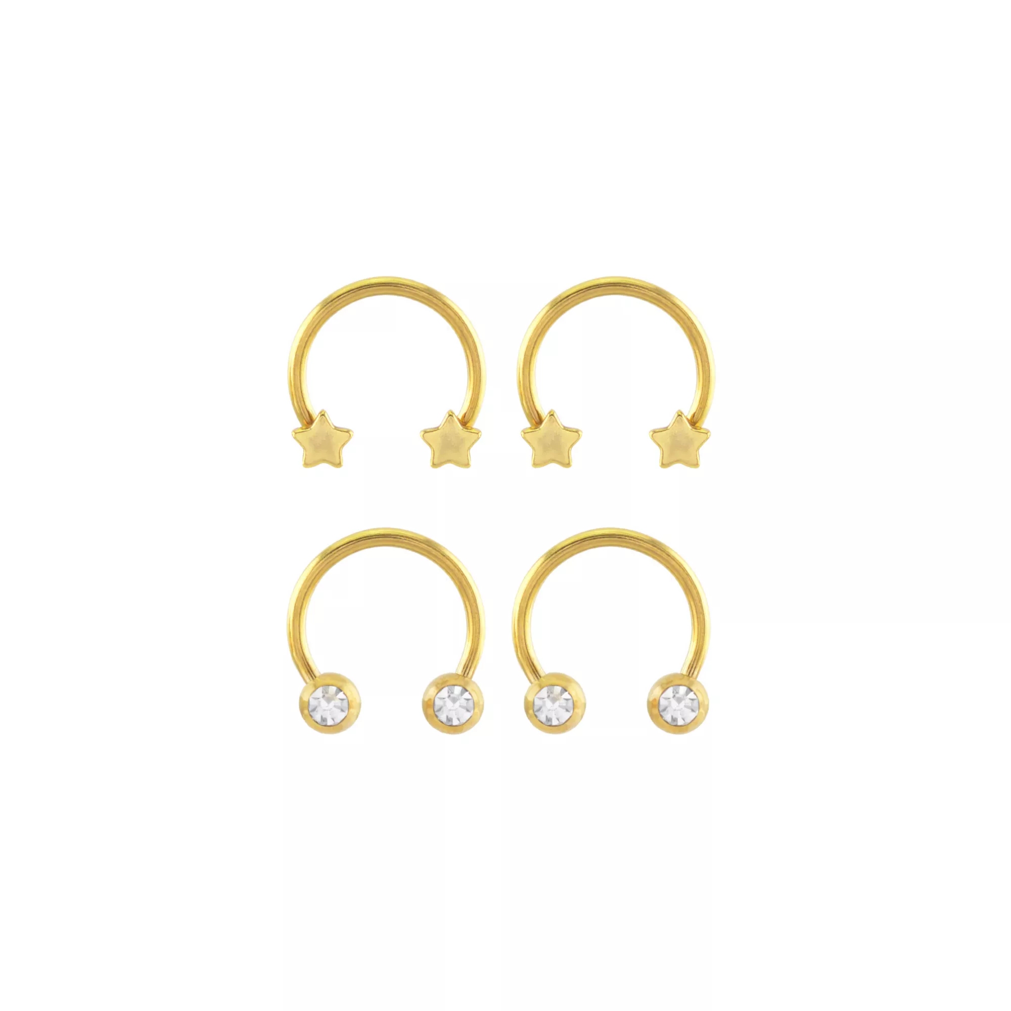 Multi-Pack Round CZ Goldtone Star Horseshoe Rings 4 Pack - 16 Gauge at Spencer's