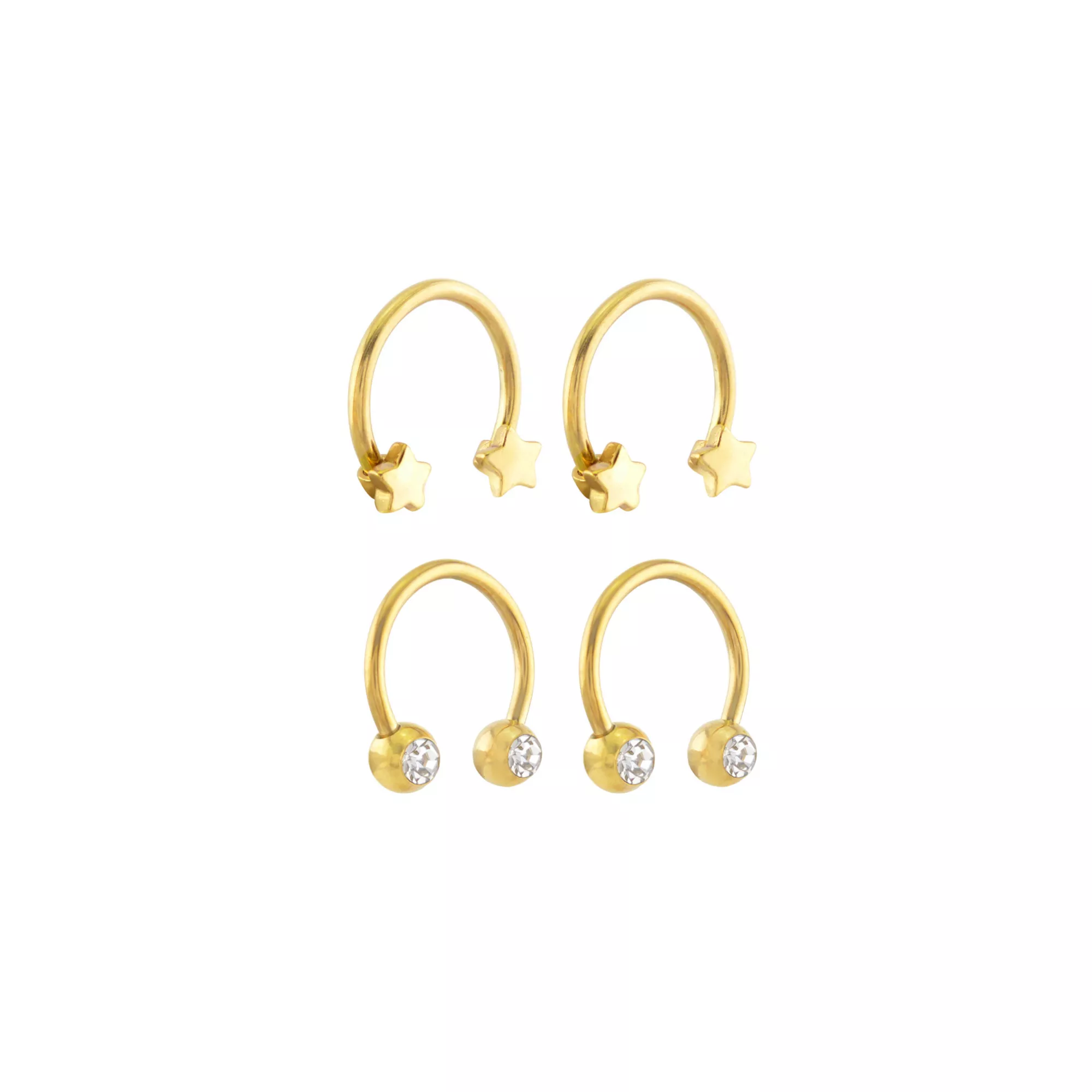 Multi-Pack Round CZ Goldtone Star Horseshoe Rings 4 Pack - 16 Gauge at Spencer's