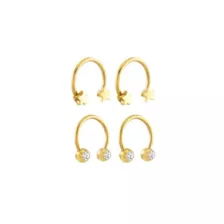 Multi-Pack Round CZ Goldtone Star Horseshoe Rings 4 Pack - 16 Gauge at Spencer's